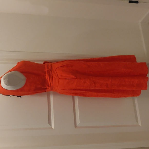 New!Saks Fifth AvenueWomen’s Squareneck Belted 100% Linen Midi Dress - Picture 6 of 9